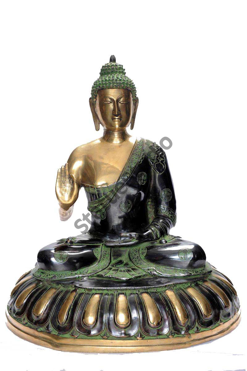 Antique debating buddha brass bronze statue tibet buddhism thai shakyamuni 17"