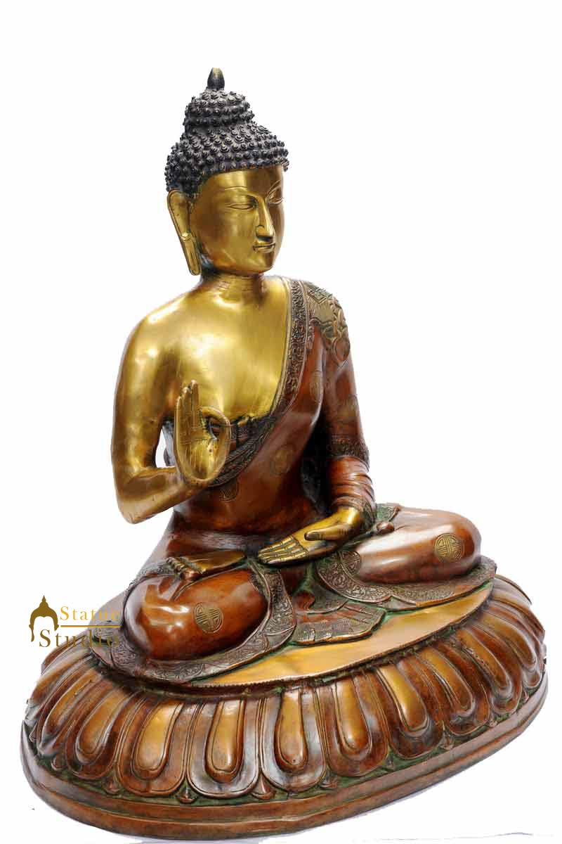 Big brass buddha bronze sculpture old chinese tibet home garden décor art 28"