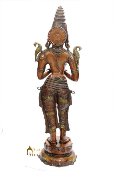 Antique Brass welcome lady hands folded statue décor showpiece figurine 43"