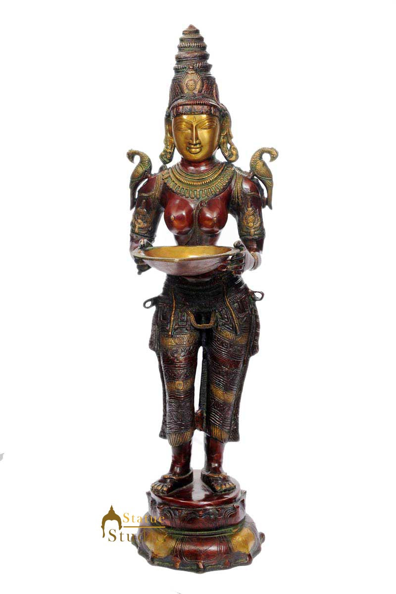 Brass deeplaxmi home garden décor sculpture india casted figurine 43"
