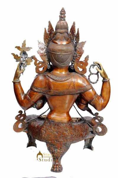 Vintage home garden décor tibet buddhism buddha tara four hands sculpture 38"