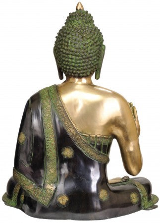 Brass Blessing Buddha Antique Large Size Home Garden Décor Sculpture 2 Feet