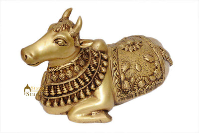 Brass hindu sacred holy cow nandi statue idol figure 11"