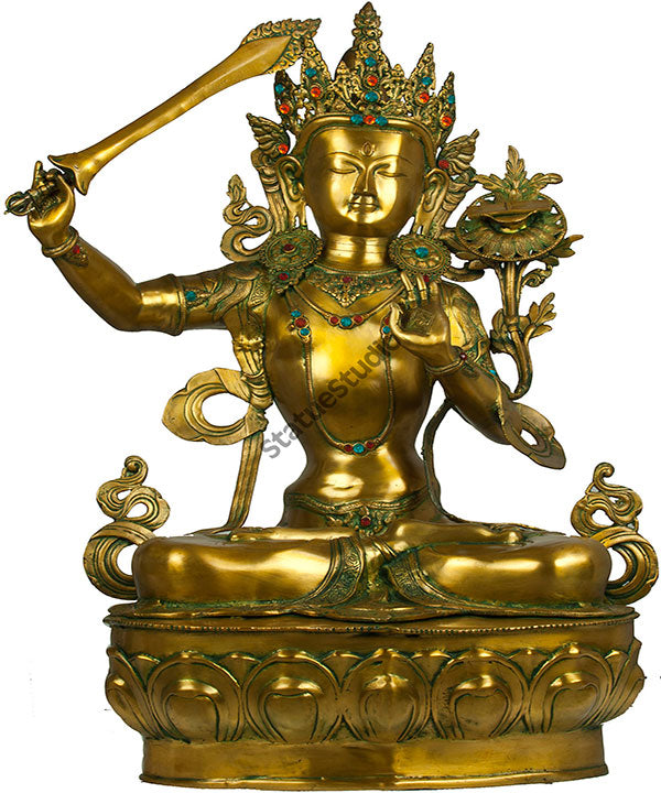 Large Size Buddhist Deity Bodhisattva Buddha Goddess Manjushri Big Statue 39"