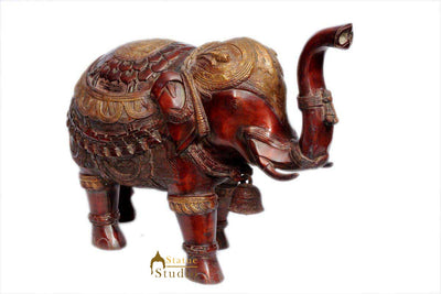 Feng Shui brass elephant statue india figurine hand carved 16"