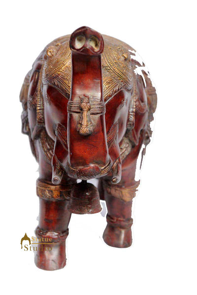 Feng Shui brass elephant statue india figurine hand carved 16"