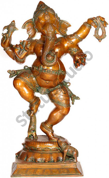 Large Size Brass Showpiece Dancing On One Foot Ganesha For Corporate Gifting 39"