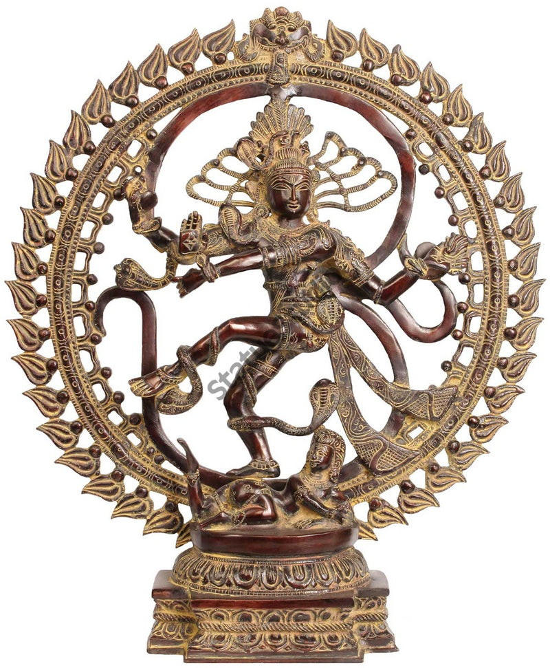Indian Deity Dancing Lord Shiva Nataraja With Om (Aum) Signage Figurine 19.5"