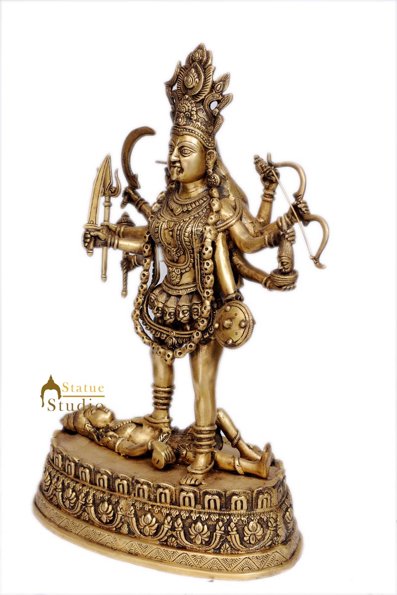 Brass antique india hindu goddess maa kali statue idol murti figure 27"