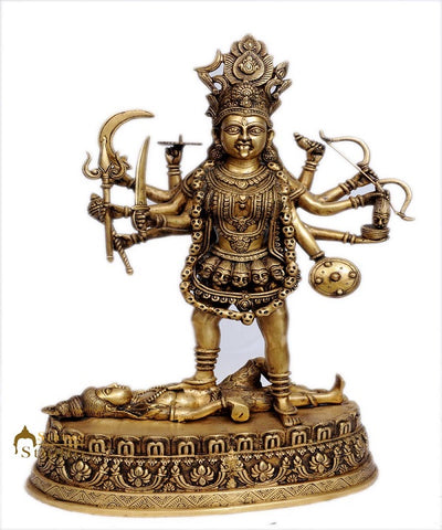 Brass antique india hindu goddess maa kali statue idol murti figure 27"