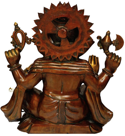 Large Size Ganesh Ji Pratima Seated On Lotus Flower Base Wearing Jewellery 28"