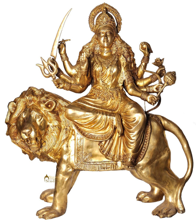 Vintage Large Size Indian Hinduism Goddess Maa Durga On Lion Big Idol 43"