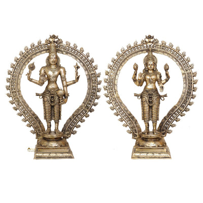 Elegant Vintage Large Size Hindu Deity Vishnu Laxmi Pair Temple Gifting 31"