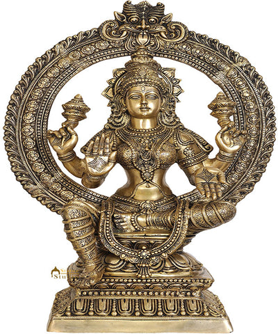 Large Size Bronze Indian Goddess Maa Laxmi Murti With Carvings For Sale 3 Feet