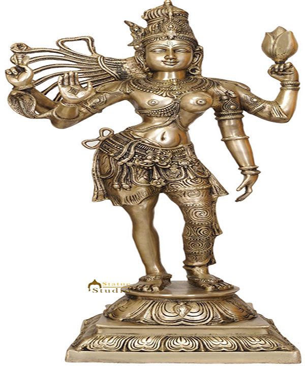 Large Size Unique Vintage Ardhanarishvara Shiva Shakti Brass Idol For Temple 39"