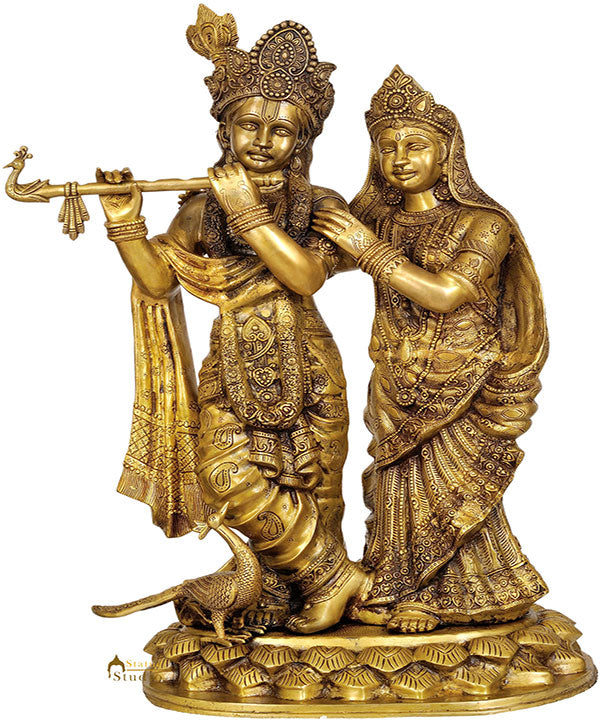 Large Size Hindu God Goddess Lord Radha Krishna Leela Fine Décor Sculpture 31"