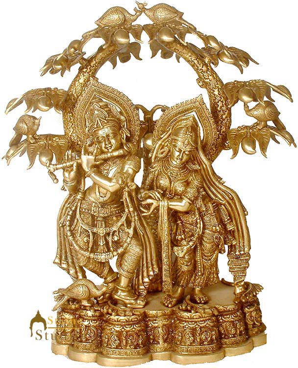 Large Size Indian Hinduism Lord Radha Krishna Under the Kadamba Tree Décor 30"