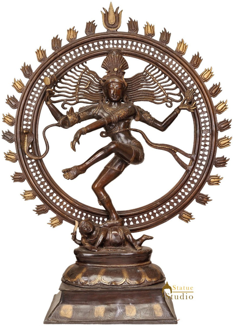 Vintage Indian Brass Hindu God Divine Dancing Lord Nataraja Home Décor 3.5 Feet
