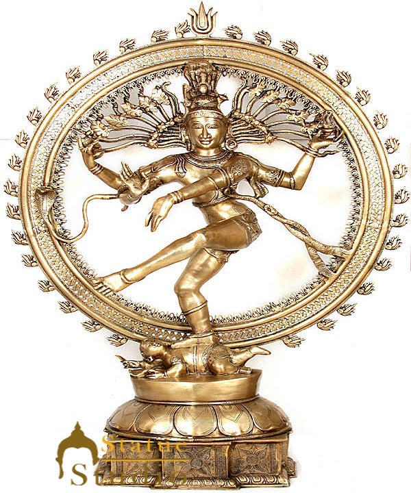 Large Hindu Religious Décor Dancing Shiva Nataraj Metal Showpiece 4.5 Feet