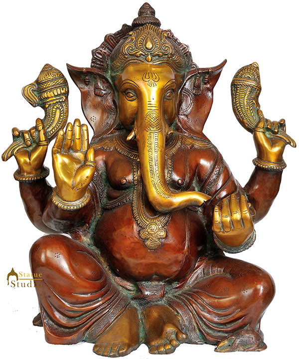 Large Statue Of Hindu Deity Ganpati For Home Office Temple And Gifting 17.5"