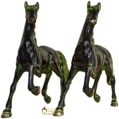 Brass Horse pair showpiece statue hand carved figurine home décor 10"