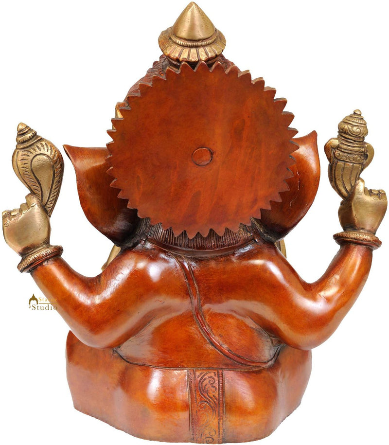 Lord Ganesha Large Ears Metal Figure For Birthday Wedding Corporate Gifting 12"
