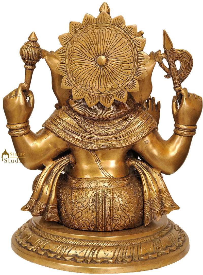 Hindu God Ganesha Pital Moorti For Birthday Anniversary Gifting With Base 16"