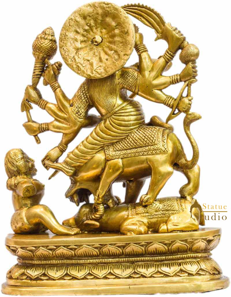 Antique brass india hand made hindu goddess religious durga statue idol 14"