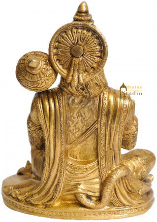 Brass Hinduism Deity Lord Hanuman In Blessing Mudra 7"