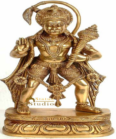 Brass Indian God Divine Lord Hanuman Idol For Sale 11"