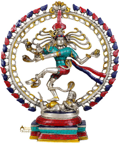 Indian Metal Hindu Dancing God Nataraj Statue For Sale 21"