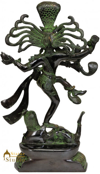 Antique Bronze Dancing Lord Shiva Nataraj Statue 15"