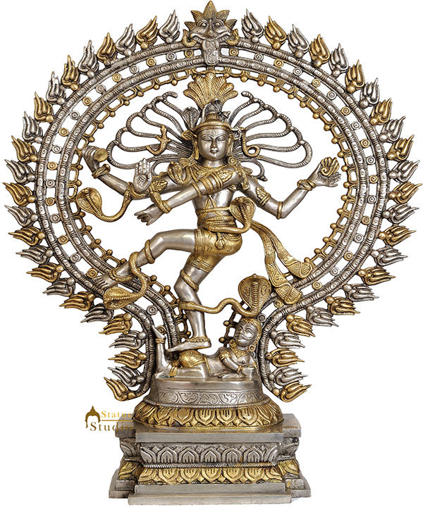 Large Size Dancing Shiva as Nataraja Brass Indian Handicraft Art 28"