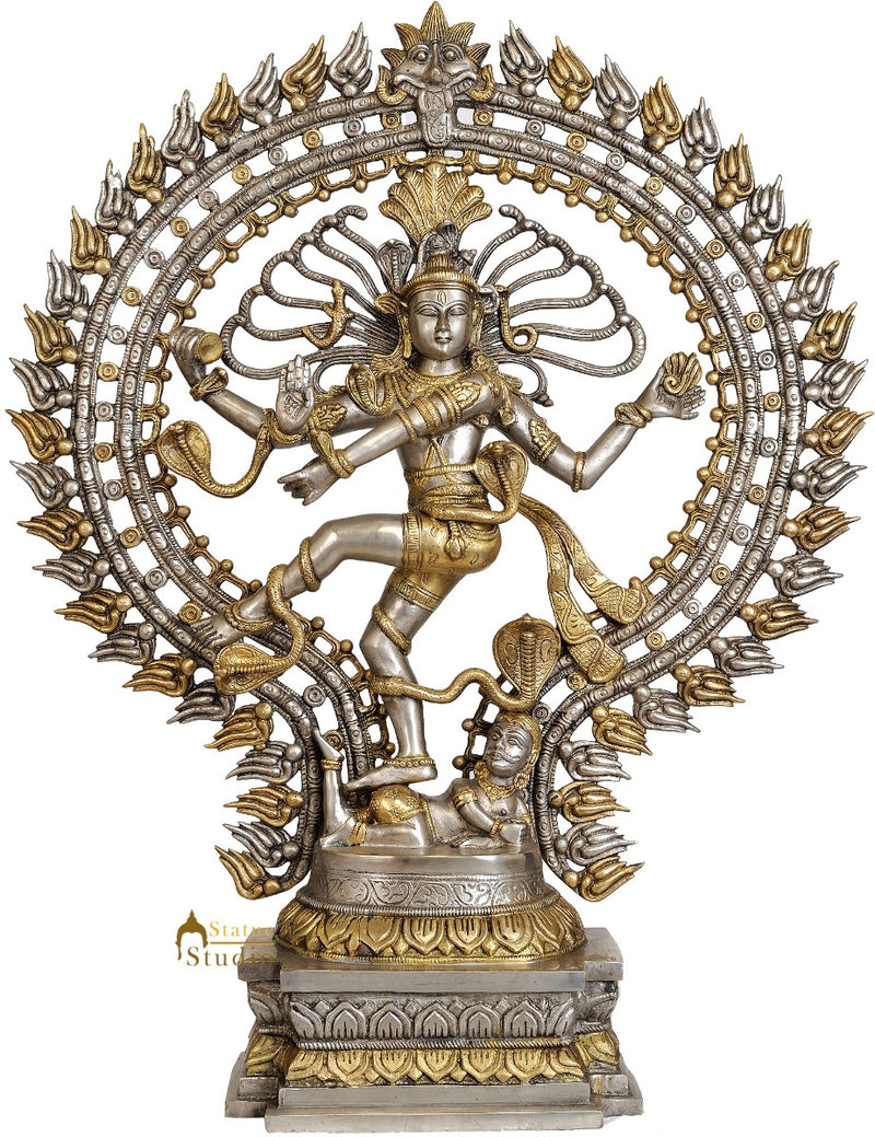 Large Size Dancing Shiva as Nataraja Brass Indian Handicraft Art 28"