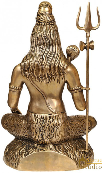 Brass Indian Hinduism Deity Blessing Shankar Bhagwan Shiva Large Statue 22"