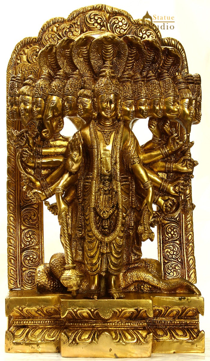 Brass Indian Hindu Lord Vishnu in His Cosmic Magnification 14"