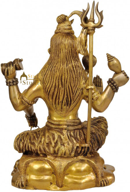 Four-Armed Brass Image of Yogeshvara Shiva Rare Depiction Statue 1.5 Feet