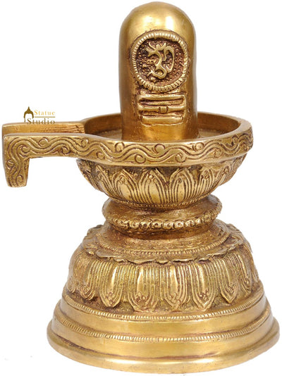 Brass Hinduism Holy Shiva Linga with Sacred OM Engraving 7"