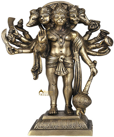 Five Headed Lord Hanuman as Eleventh Rudra Standing od Lotus Pedestal