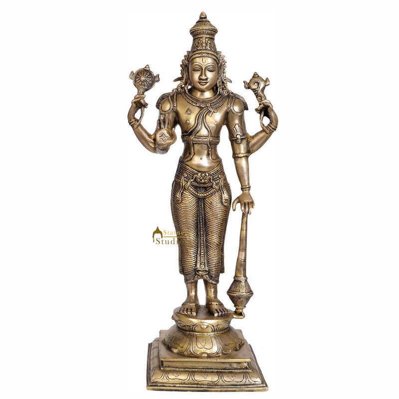 Four-Armed Standing Vishnu Statue Indian Hindu God 20"