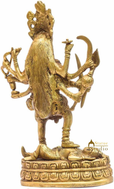Brass hindu goddess maa kali antique idol religious décor statue figure 9"