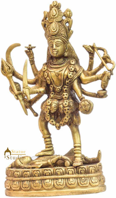 Brass hindu goddess maa kali antique idol religious décor statue figure 9"