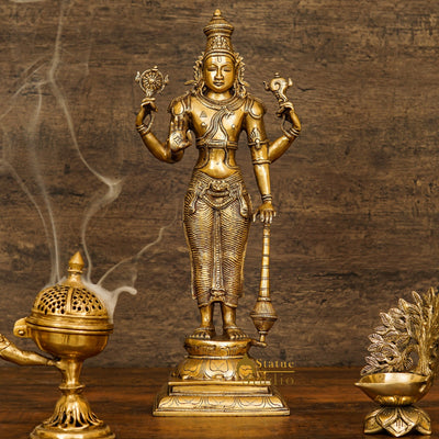 Four-Armed Standing Vishnu Statue Indian Hindu God Large Size Idol 20"