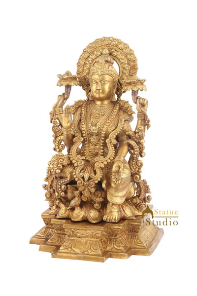 Indian Brass Handicraft Decorative Hindu Goddess Maa Laxmi Idol Large Vastu 22"