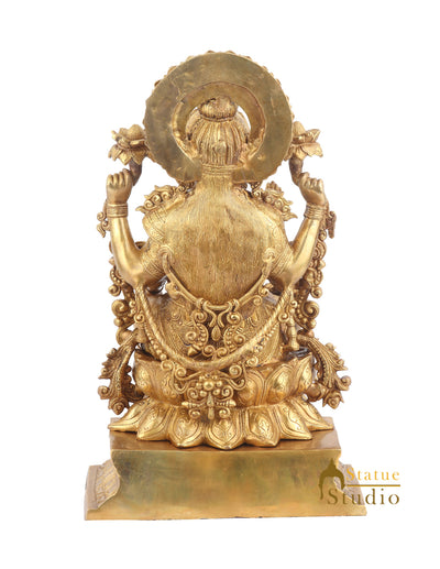 Indian Brass Handicraft Decorative Hindu Goddess Maa Laxmi Idol Large Vastu 22"
