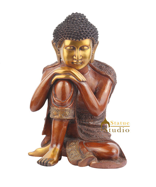 Indian Brass Handicraft Thinking Buddha Home Decorative Item For Sale 1.5 Feet