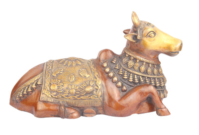 Brass Indian Handicraft Hindu Sacred Holy Cow Religious Nandi 21"