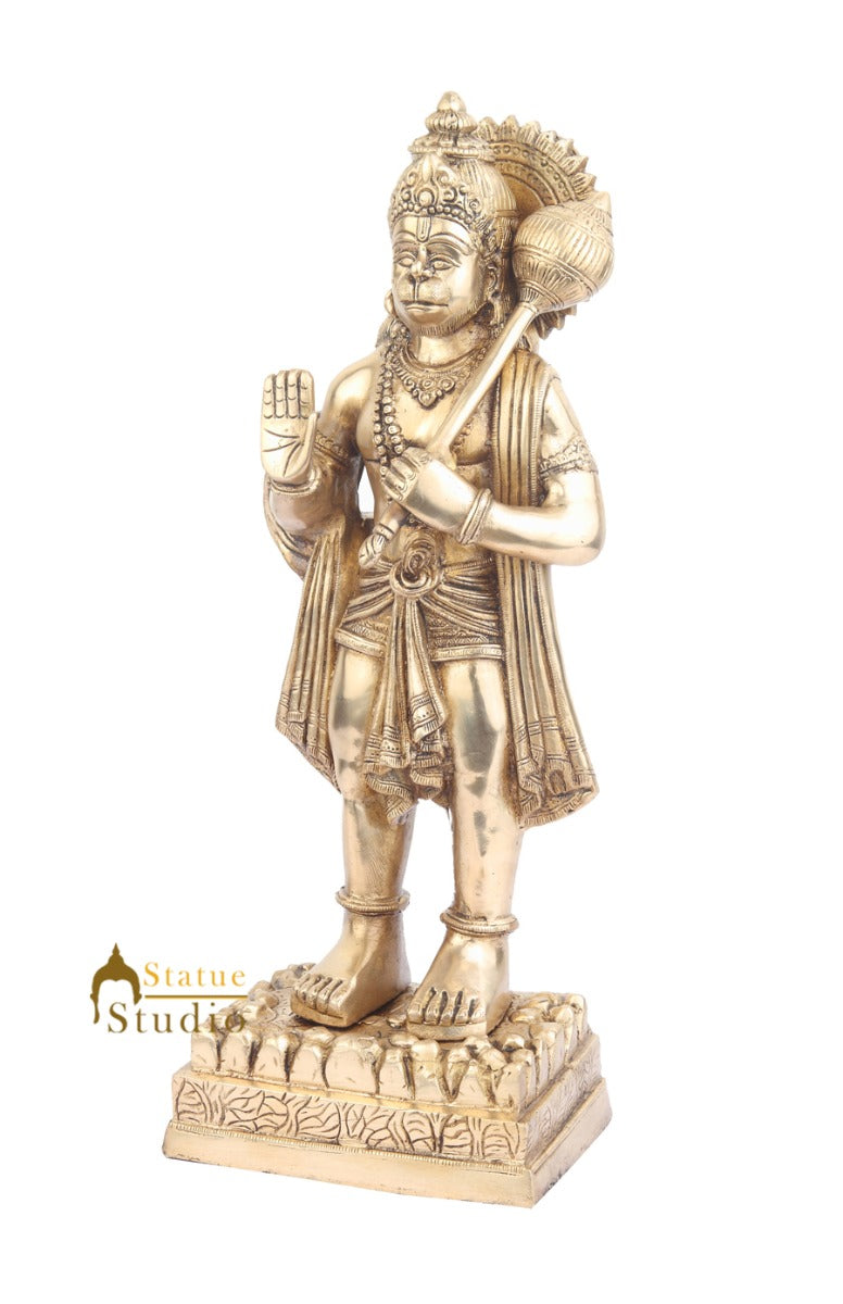 Indian Brass Casted Hindu Deity Lord Hanuman Murti Pawan Putra God 17"