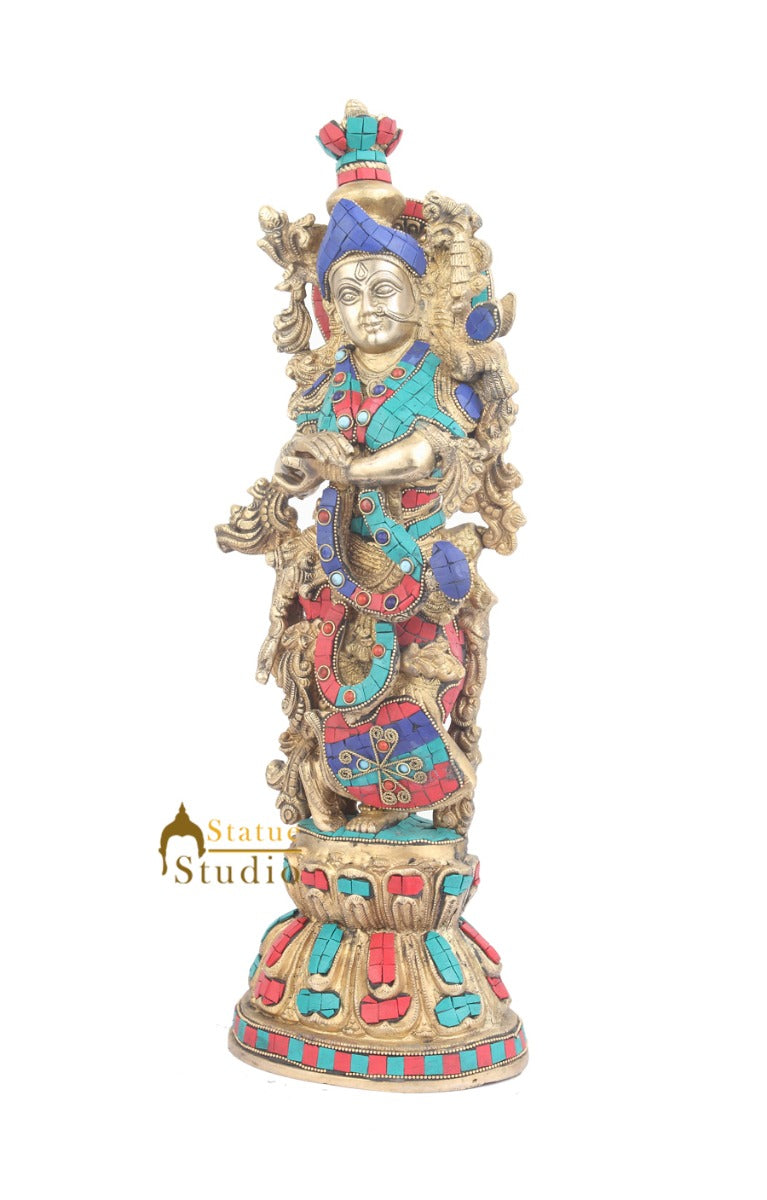 Large Size Brass Hindu Goddess Radha Idol Home Décor Statue For Sale 21"