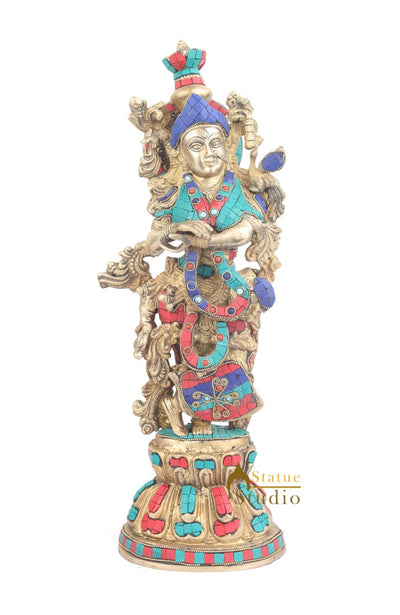 Large Size Brass Hindu Goddess Radha Idol Home Décor Statue For Sale 21"